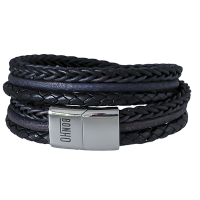 GALILEO leren wikkelarmband zwart blauw