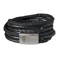 GALILEO leren wikkelarmband zwart
