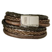 GALILEO leren wikkelarmband bruin