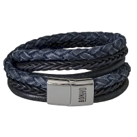 GALILEO leren wikkelarmband blauw zwart