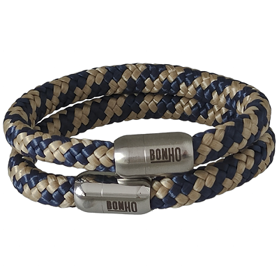 NAUTICA zeiltouw armband blauw beige 8mm