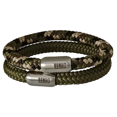 NAUTICA Combideal zeiltouw armbanden legergroen en camouflage 8mm