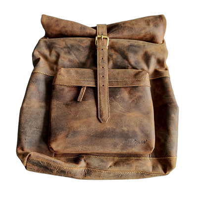 GREENBURRY vintage bruin leren Roller Backpack