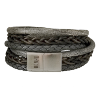 GALILEO leren wikkelarmband grijs