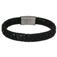 MODERN CLASSIC leren gevlochten armband zwart 11mm