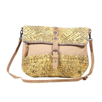 JOLLY schoudertas van gerecycled canvas en leer