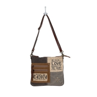 LOVE schoudertas van gerecycled canvas en leer