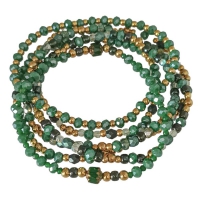 FORREST 6 armbanden in groentinten met goud of zilver rvs