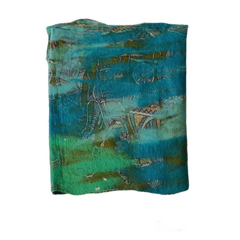 Damessjaal uit Nepal handgemaakt  turquoise-groen