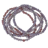 LILA 6 kralenarmbanden lila paars magenta met zilver rvs