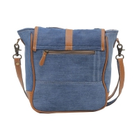 DENIM BAG schoudertas van gerecyclede jeans met leer