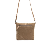 TALIA SMALL schoudertas van gerecycled canvas met leer