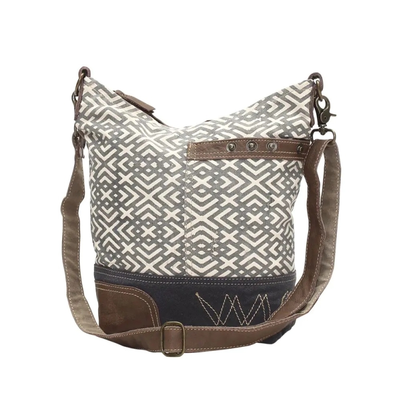 X-DESIGN schoudertas gerecyclede canvas, denim  en leer