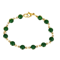 SPARKLE GREEN goudkleurige rvs armband met groene dots