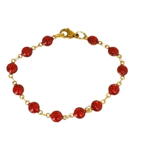 SPARKLE RED goudkleurige rvs armband met rode dots