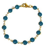 SPARKLE BLUE goudkleurige rvs armband met blauwe dots