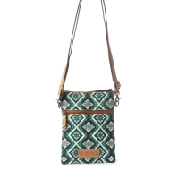 MIMI crossbody tas groen met ruitmotief en leer