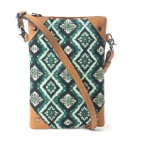 MIMI crossbody tas groen met ruitmotief en leer