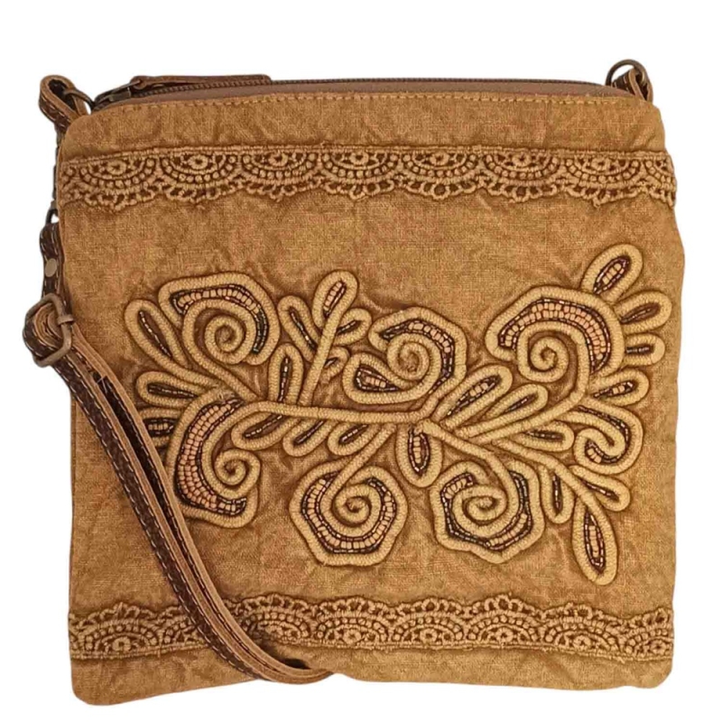 LUNA crossbody tas met kralenborduursel kaki