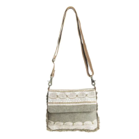 SAGE zachtgroene crossbody van gerecyclede canvas en leer