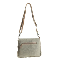 SAGE zachtgroene crossbody van gerecyclede canvas en leer