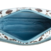 LIlly leren turquoise schoudertas met vacht