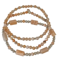SUNNY set rvs armbanden met zonnesteen en maansteen