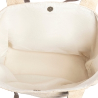 KENDLIE warm beige canvas schoudertas met leer