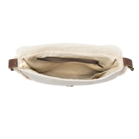 SUMMER  schoudertas canvas en leer gebroken wit/blauw
