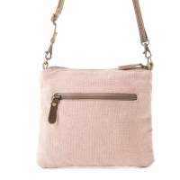 VINTAGE GARDEN taupe canvas crossbody schoudertas met leer
