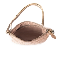 VINTAGE GARDEN taupe canvas crossbody schoudertas met leer