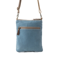 SUNSET canvas crossbody schoudertas met leer blauw/grijs