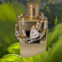 LUIPAARD set 3  kralen armbanden off white met goud rvs