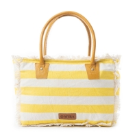 SAINT TROPEZ  schoudertas-strandtas wit-geel gestreept