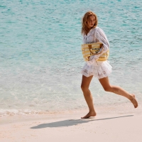 SAINT TROPEZ  schoudertas-strandtas wit-geel gestreept
