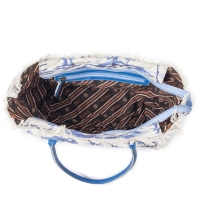 SAINT TROPEZ schoudertas-strandtas blauw-wit palmbomen