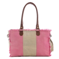 PINKY schoudertas van gerecycled canvas roze-beige