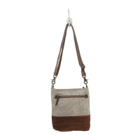 LEATHER STAR  schoudertas van gerecycled canvas en leer beige