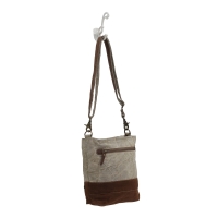 LEATHER STAR  schoudertas van gerecycled canvas en leer beige
