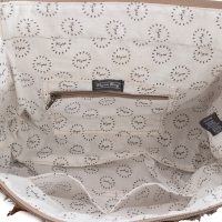 SANDTONE schoudertas  van canvas en leer bruin-beige