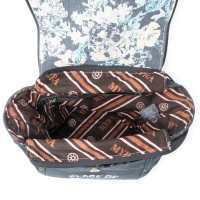EXPLORER INDIGO schoudertas canvas met leer  indigo-wit