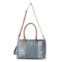 COASTEL DENIM schoudertas van canvas en leer denim-wit