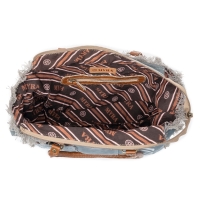 COASTEL DENIM schoudertas van canvas en leer denim-wit