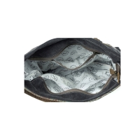 DAWN schoudertas canvas, leer en koeienhuid