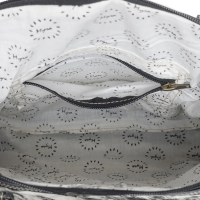 MAVERICK schoudertas canvas met koeienhuid zwart