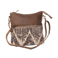 COFFEE schoudertas bruin canvas en leer