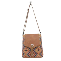 FLAME schoudertas canvas en leer