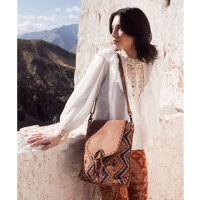 FLAME schoudertas canvas en leer