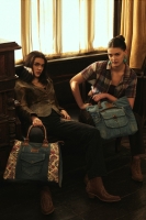 FLEUR schoudertas denim en bloemenprint