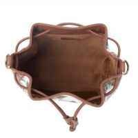 IVORY schoudertas jacquard en leer